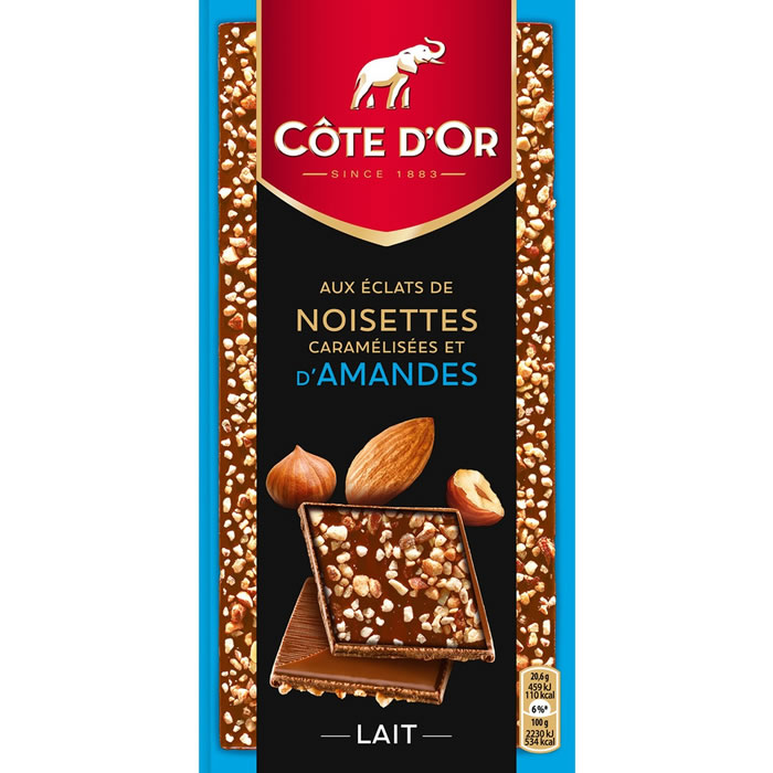 CÔTE D'OR Tablette de chocolat au lait aux noisettes et amandes