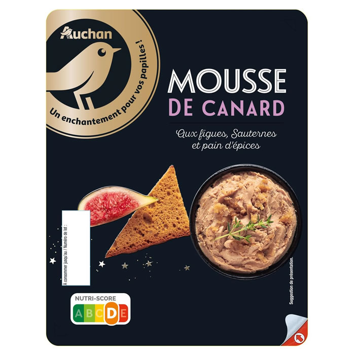 AUCHAN Gourmet Mousse de canard aux figues, sauternes et pain d'épices