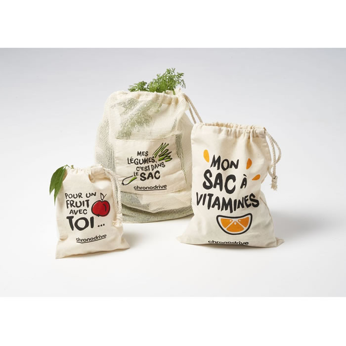 SAC Lot de 3 sacs à légumes réutilisables