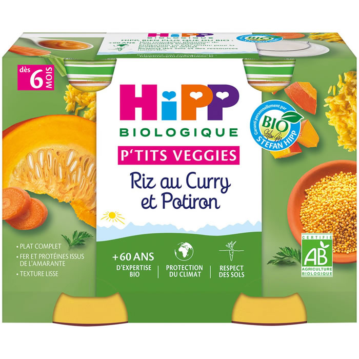 HIPP P'tits Veggies Riz au curry et potiron bio dès 6 mois