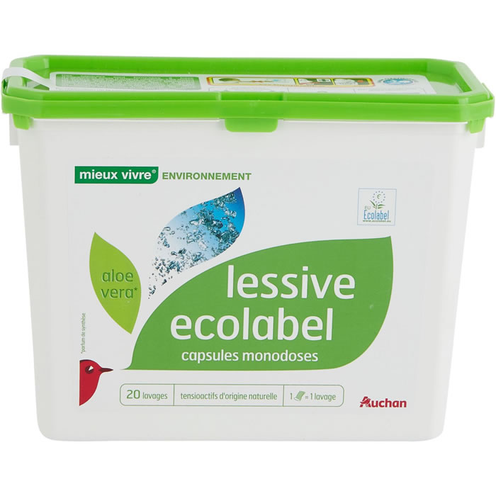 AUCHAN Lessive capsules à l'aloé vera
