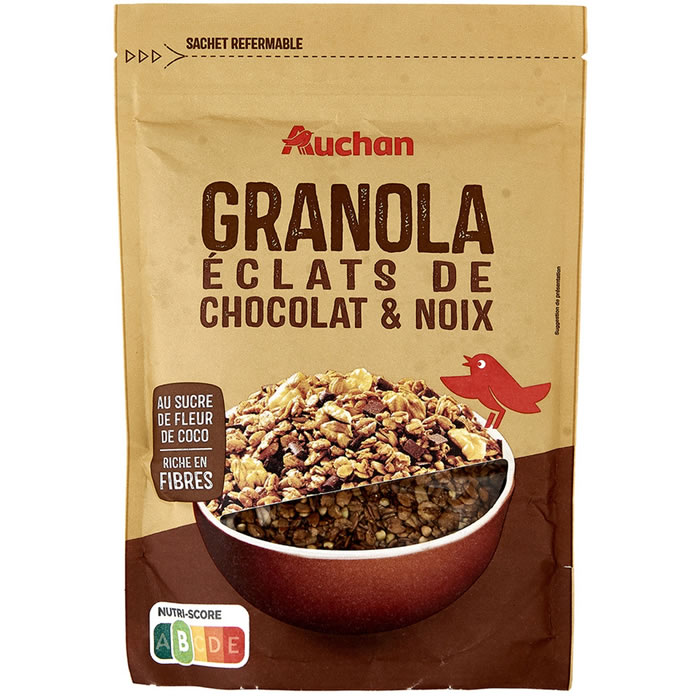 AUCHAN Granola aux éclats de chocolat et noix