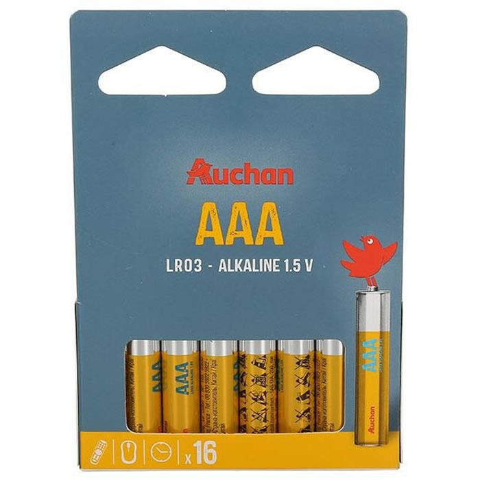 AUCHAN Piles alcalines LR03 - type AAA