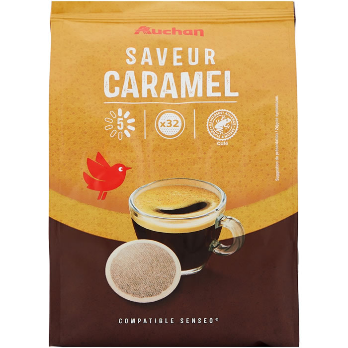 AUCHAN Dosettes de café saveur caramel N°5