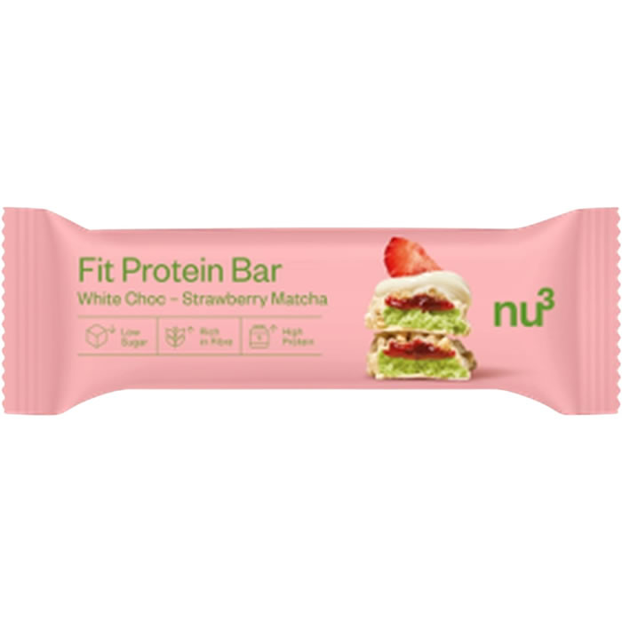 NU3 Barre protéinée au chocolat blanc, fraise et matcha
