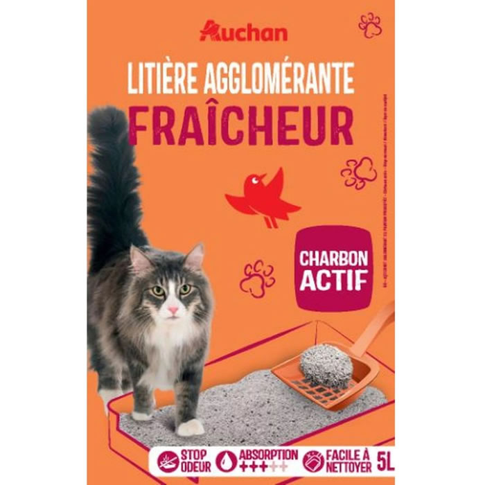 AUCHAN Litière minérale agglomérante pour chat