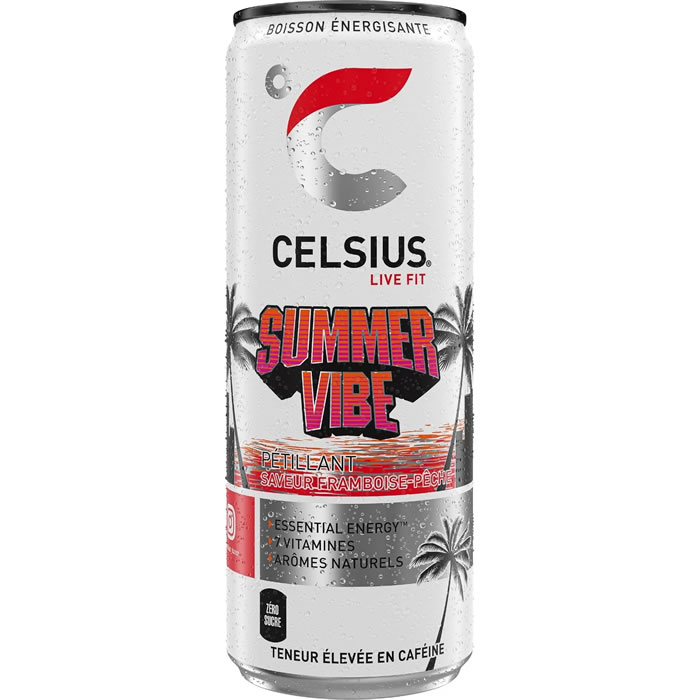 CELSIUS Boisson énergisante gazeuse à la framboise et pêche