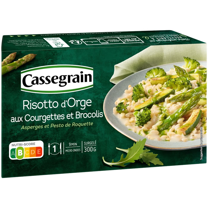 CASSEGRAIN Risotto d'orge aux courgettes et brocolis, asperges et pesto