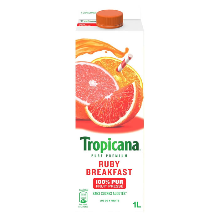 TROPICANA Pure Premium - Ruby breakfast Pur jus d'orange, pamplemousse et orange sanguine