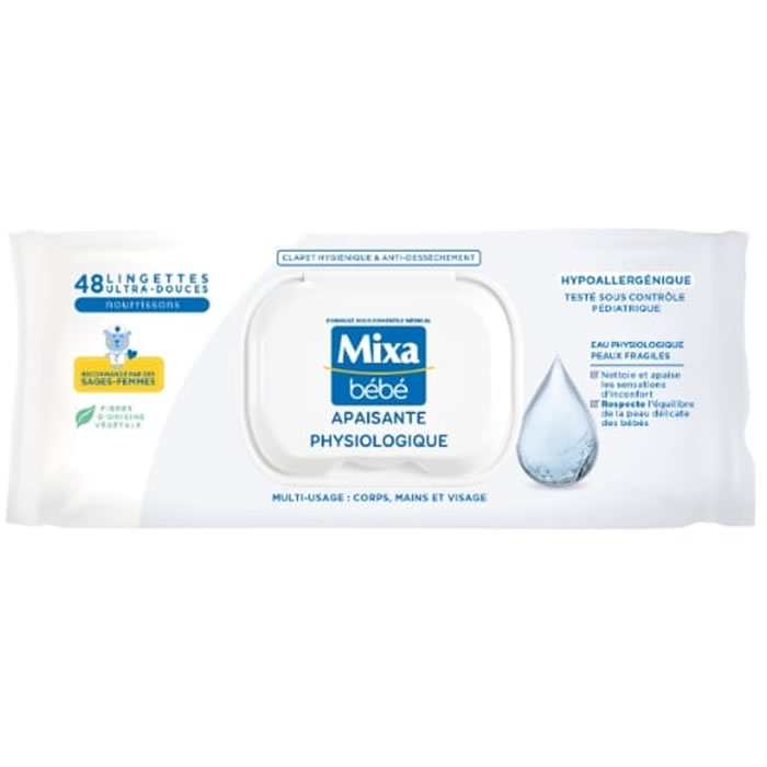 MIXA Bébé Lingettes nettoyantes à l'eau physiologique
