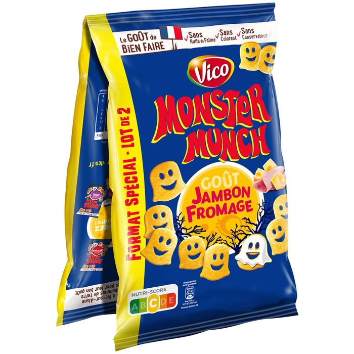 VICO Monster Munch Chips soufflés goût jambon et fromage
