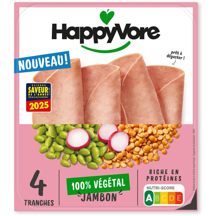 HAPPYVORE Jambon végé à base de pois et de fèves
