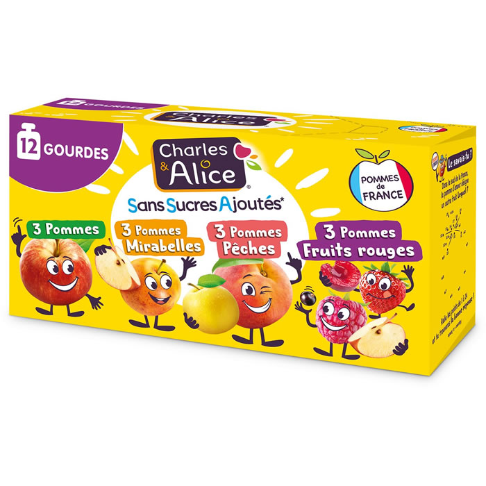 CHARLES&ALICE Dessert pomme, pêche, fruit rouge sans sucres ajoutés