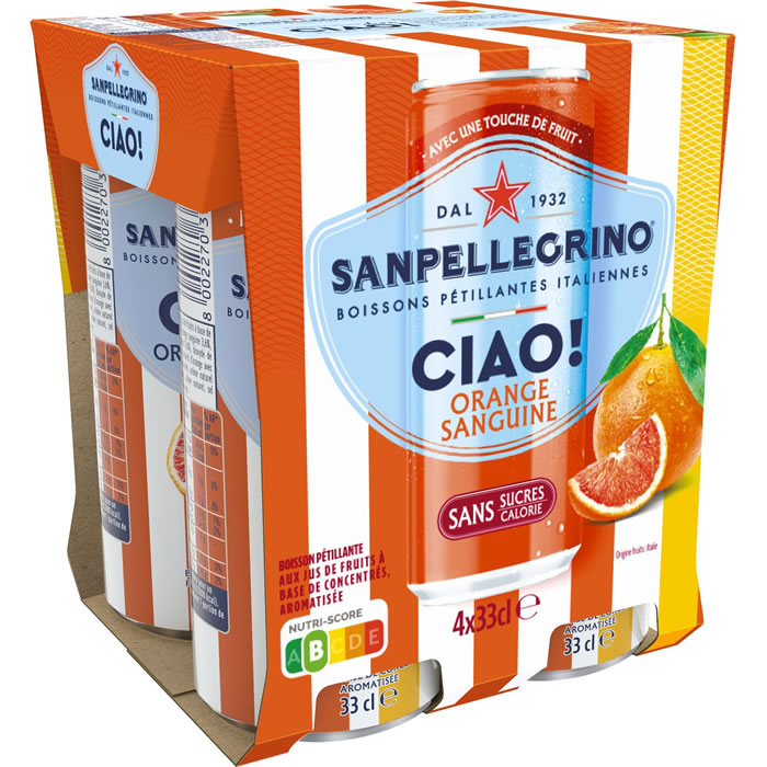 SAN PELLEGRINO Ciao! Eau gazeuse à l'orange sanguine sans sucres ajoutés
