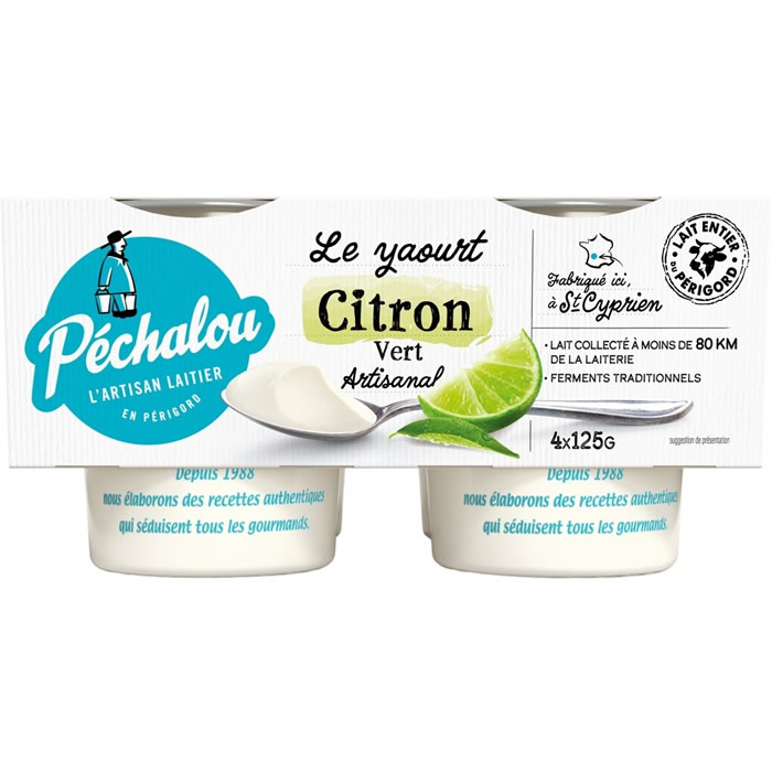 PECHALOU Yaourts saveur citron vert