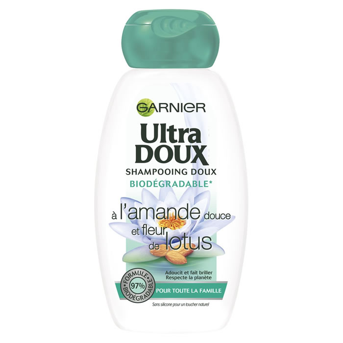 ULTRA DOUX Shampoing biodégradable amande douce et fleur de lotus