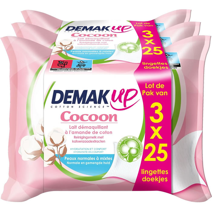 DEMAK'UP Cocoon Lingettes démaquillantes au lait hydratant yeux et visage