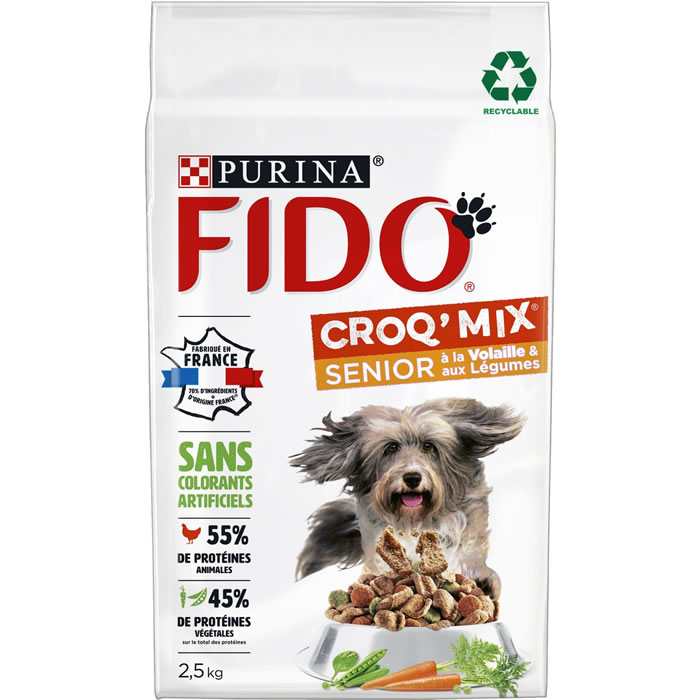 PURINA Fido Croquettes pour chien sénior à la volaille et légumes