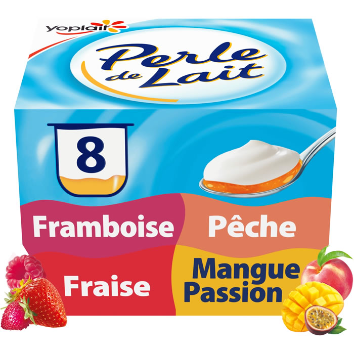 YOPLAIT Perle de Lait Panaché de yaourts sur lit de fruits