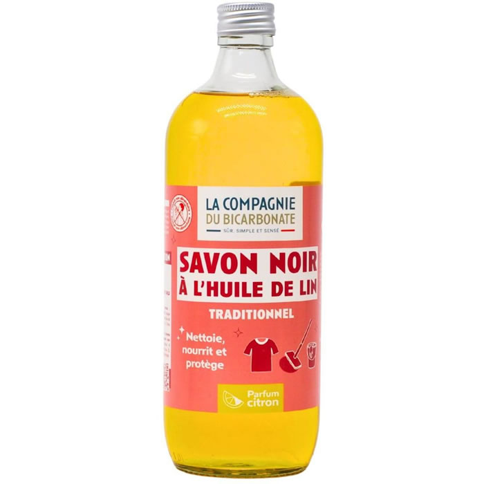 LA COMPAGNIE DU BICARBONATE Savon noir liquide à l'huile de lin et citron