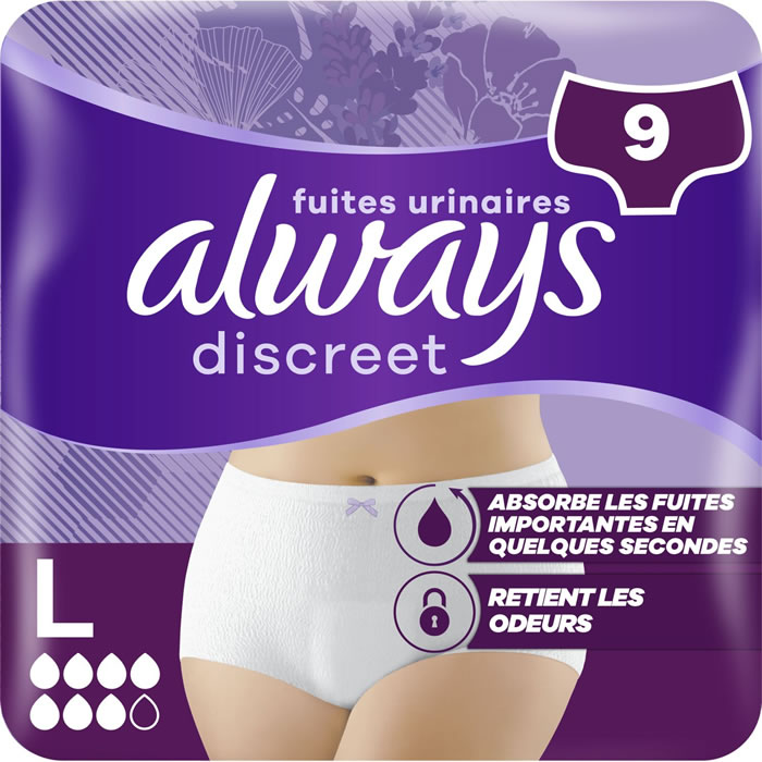 ALWAYS Discreet Culottes absorbantes femme pour fuites urinaires taille L