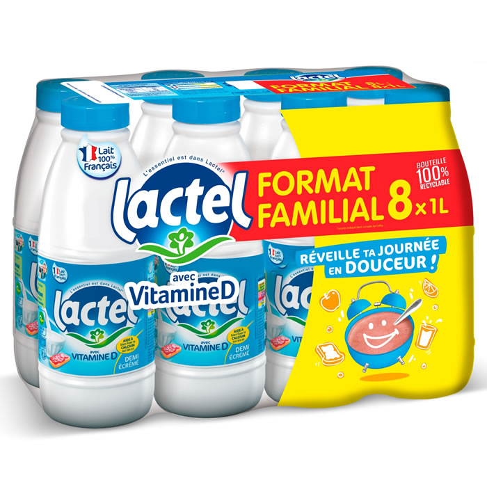 LACTEL Vitamine D Lait demi-écrémé UHT