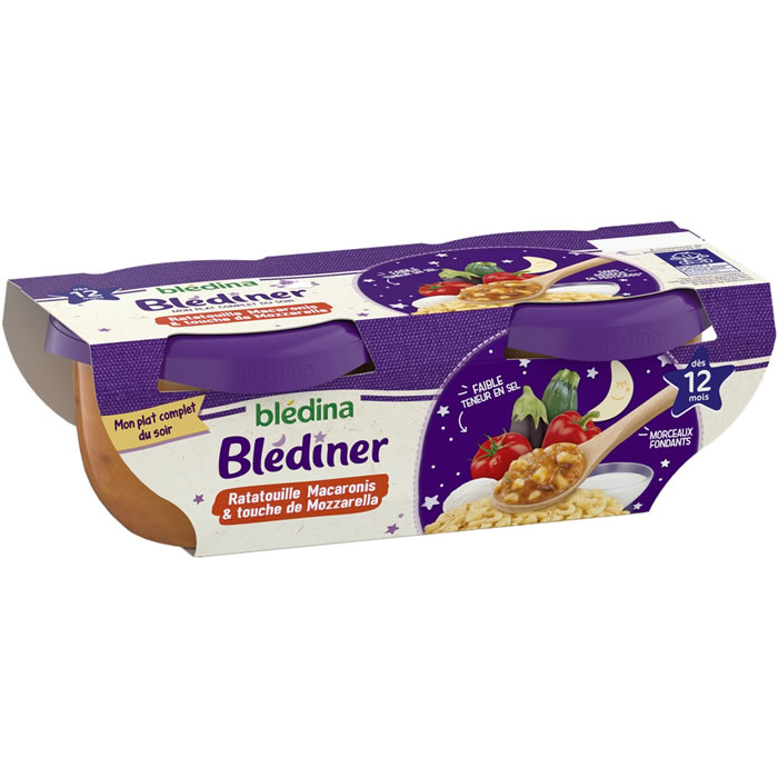 BLEDINA Blédîner Ratatouille, petits macaroni et lait dès 12 mois
