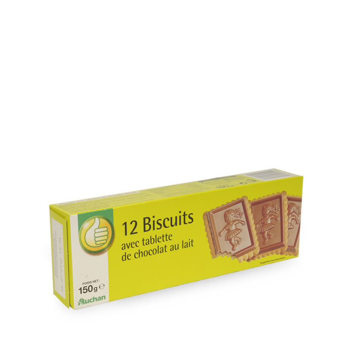 AUCHAN Biscuits petit beurre avec tablette de chocolat au lait