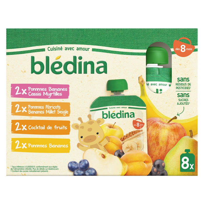 BLEDINA Desserts multivariété fruits et céréales dès 8 mois