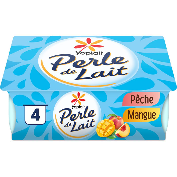 YOPLAIT Perle de lait Yaourts aromatisés à la mangue et à la pêche