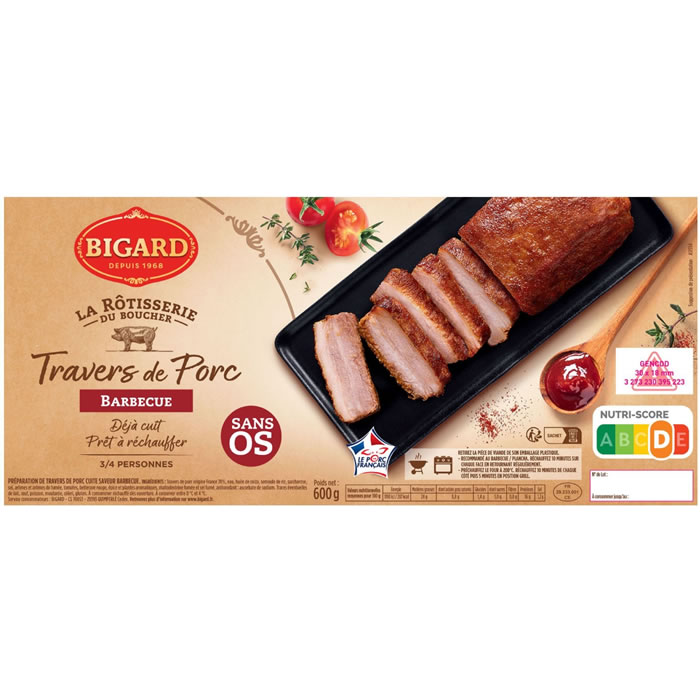 BIGARD Travers de porc sans os saveur barbecue