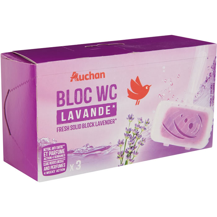 AUCHAN Bloc WC anti-tartre fraîcheur lavande