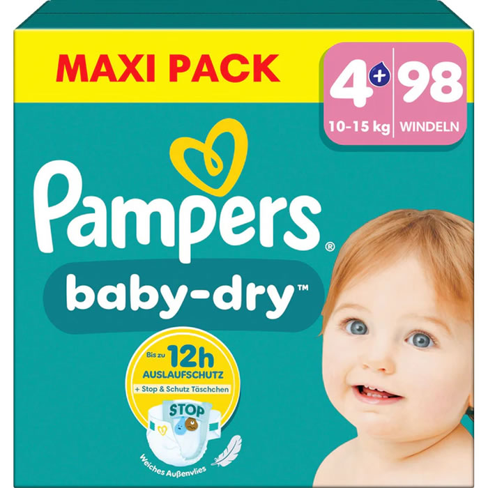 PAMPERS Baby-Dry Couches taille 4+ (10-15 kg)