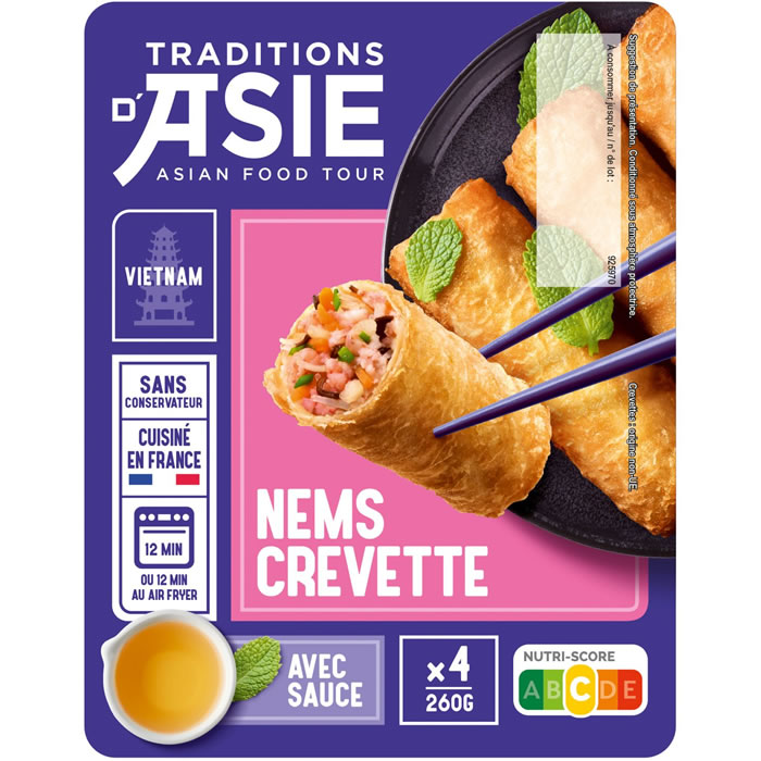 TRADITIONS D'ASIE Nems aux crevettes avec sauce nuoc mam