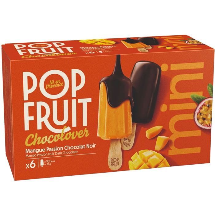 POP FRUIT Bâtonnets glacés mangue, passion et chocolat noir