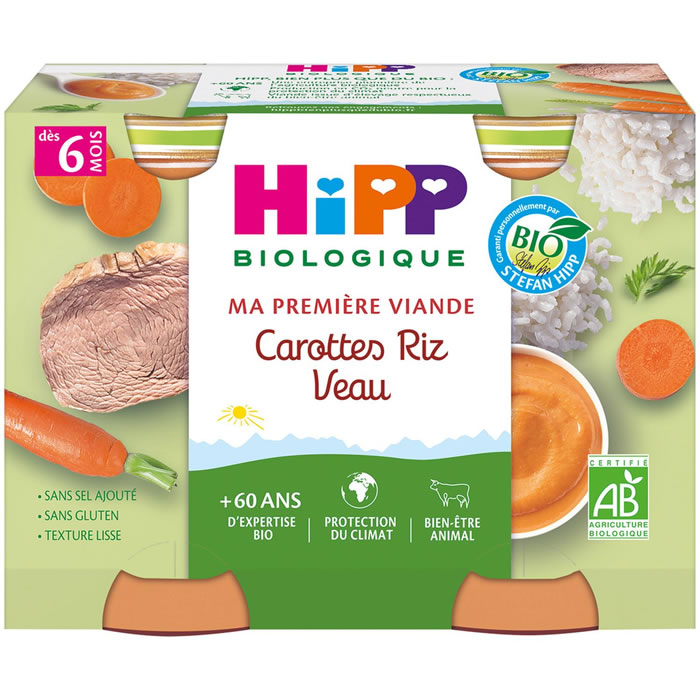 HIPP Carottes riz veau bio dès 6 mois