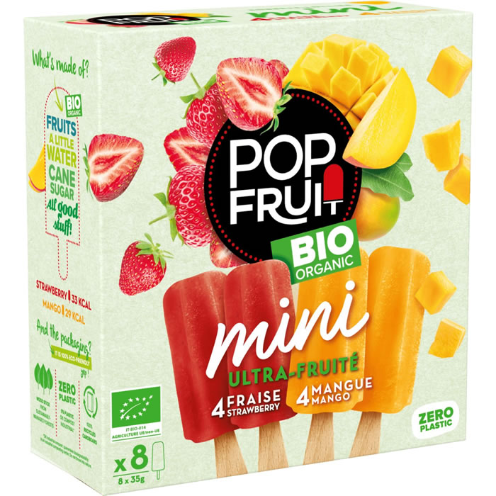 POP FRUIT Ultra-Fruité Bâtonnets glacés à la fraise et mangue bio