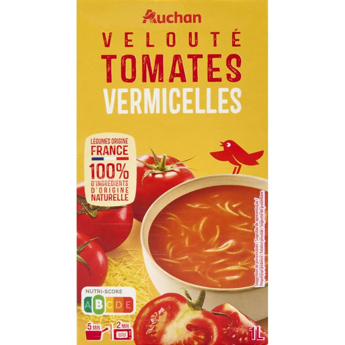 AUCHAN Soupe velouté de tomates et vermicelles