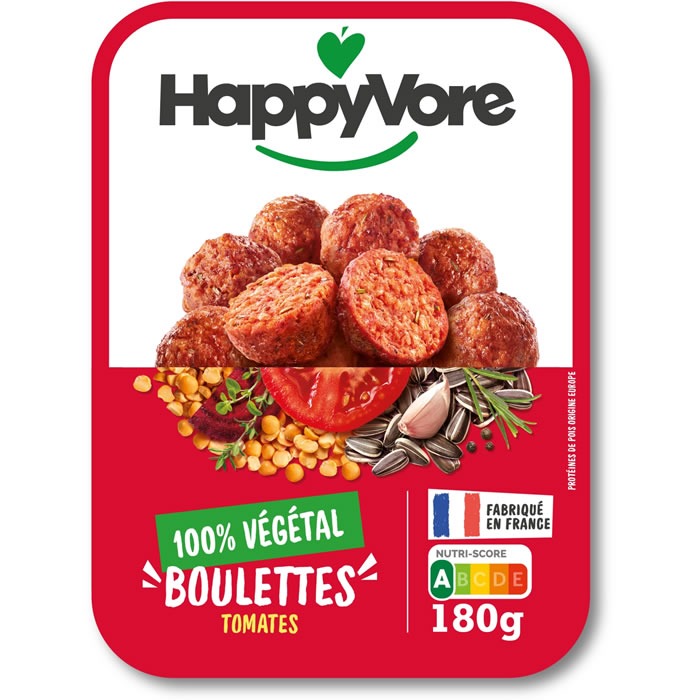 HAPPYVORE Boulettes végé à base de pois et de tomate