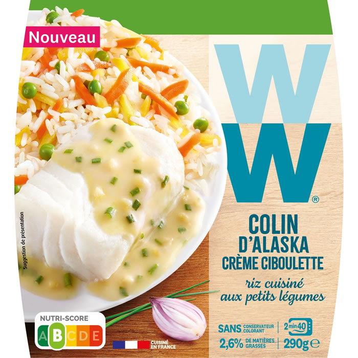 WEIGHT WATCHERS Riz, colin d'alaska, crème ciboulette et petits légumes