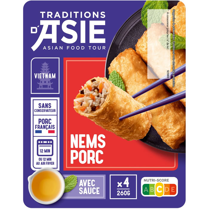 TRADITIONS D'ASIE Nems au porc avec sauce nuoc mam