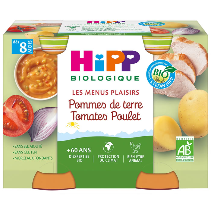 HIPP Les Menus Plaisirs Pommes de terre, tomates et poulet bio