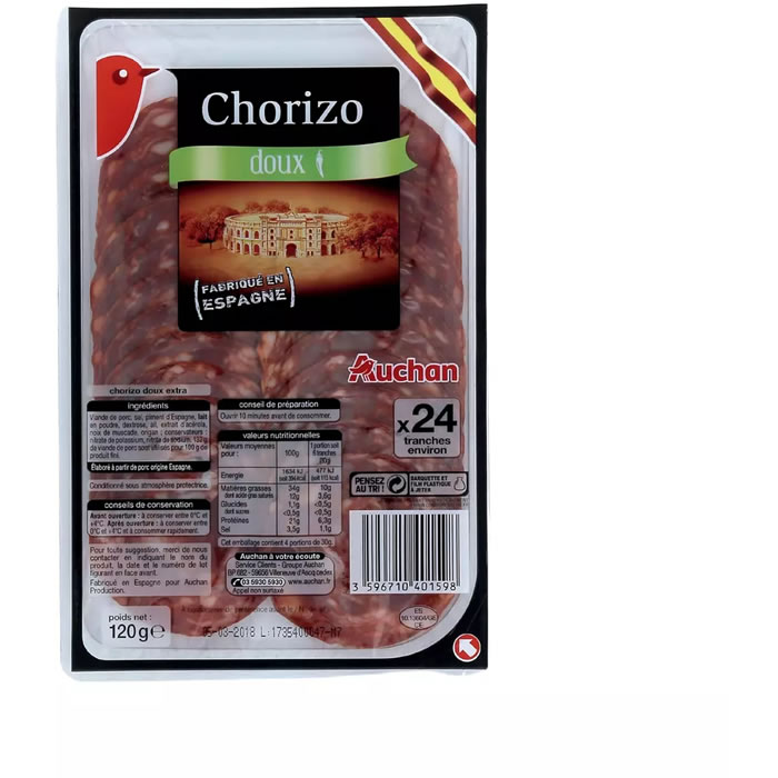 AUCHAN Chorizo doux