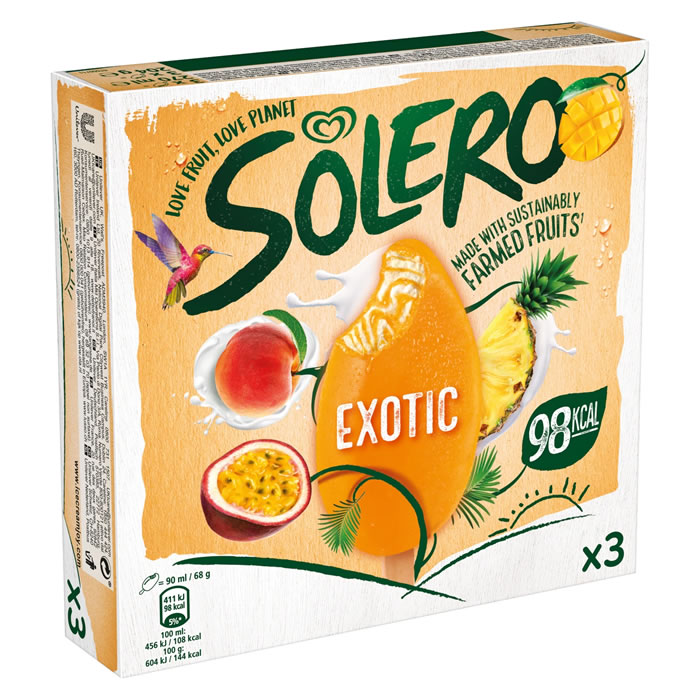 SOLERO Exotic Bâtonnets vanille, enrobage fruits exotiques