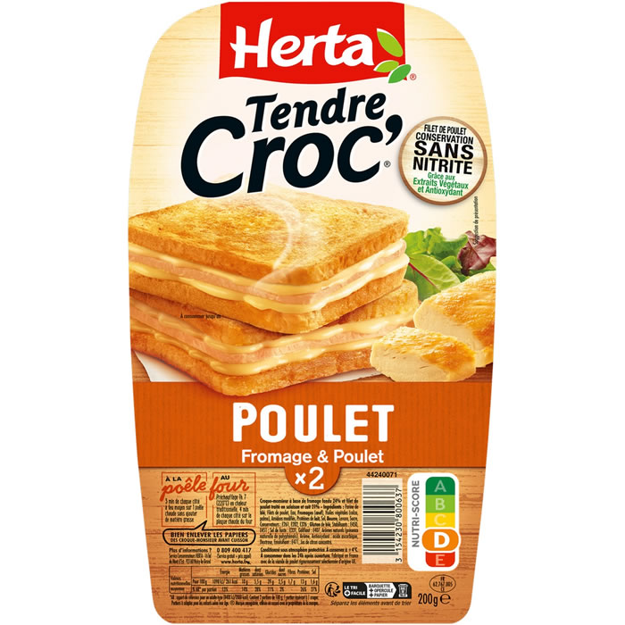 HERTA Tendre Croc' Croque-monsieur au poulet et fromage