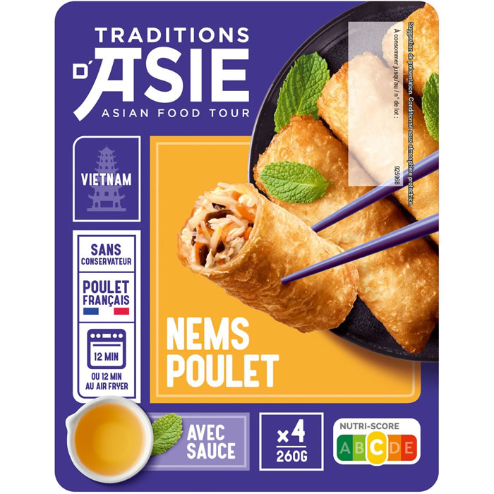 TRADITIONS D'ASIE Nems au poulet avec sauce nuoc mam