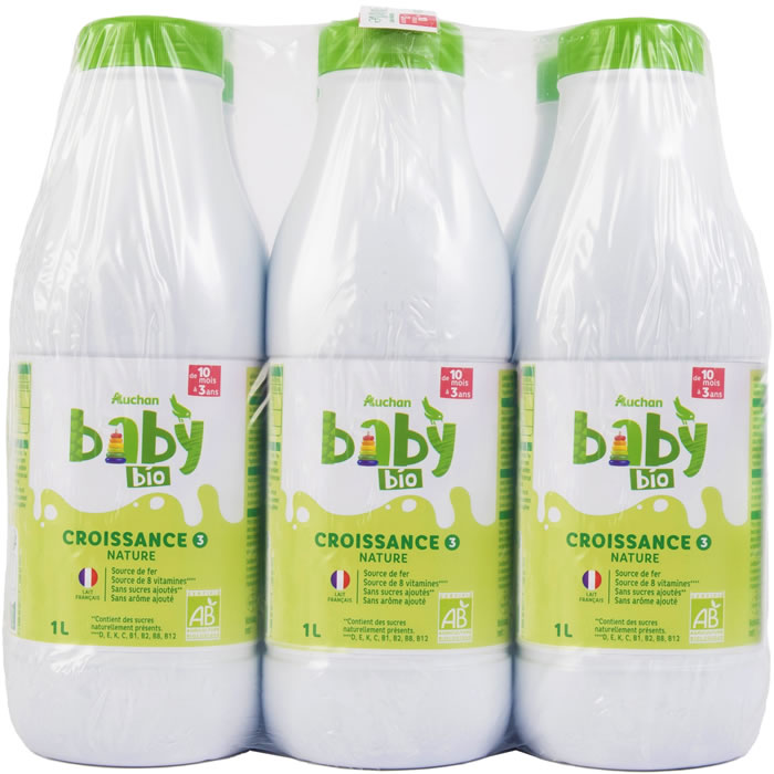 AUCHAN : Baby - Lait de croissance liquide 10/36 mois bio AUCHAN : Baby - Lait de croissance liquide 10/36 mois bio