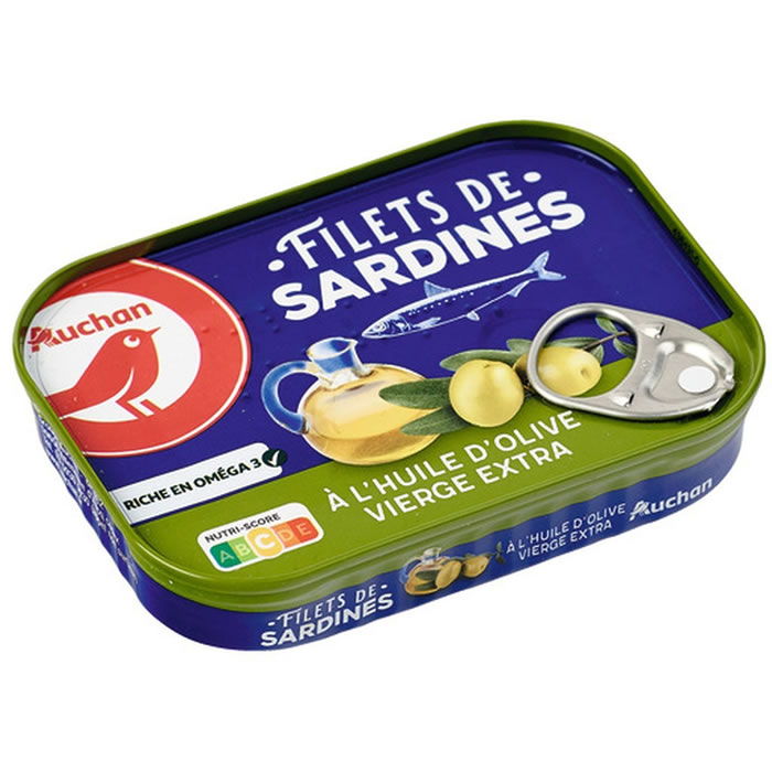 AUCHAN Filets de sardines à l'huile d'olive vierge extra