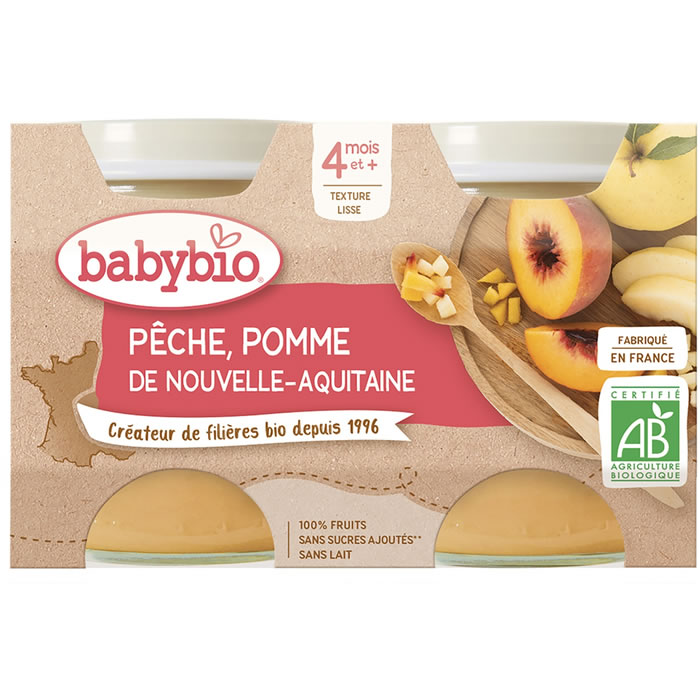 BABYBIO Pêche et pomme d'Aquitaine bio dès 4 mois