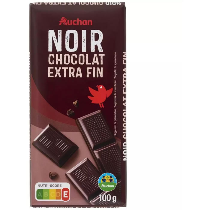 AUCHAN Tablette de chocolat noir extra fin